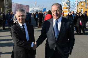 Swiss Minister and former OSCE-president Burkhalter hand in hand with Russian foreign minister 